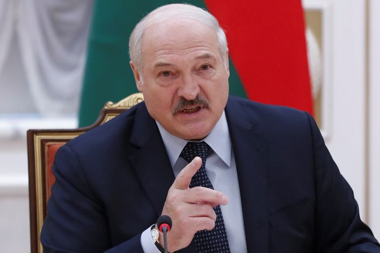 FILE PHOTO: Belarusian President Alexander Lukashenko speaks at Commonwealth of Independent States (CIS) Heads of Government Council in Minsk, Belarus May 28, 2021. Sputnik/Alexander Astafyev/Pool via REUTERS ATTENTION EDITORS - THIS IMAGE WAS PROVIDED BY A THIRD PARTY./File Photo