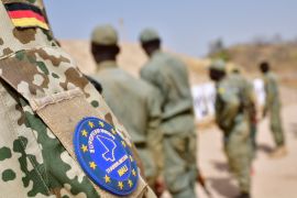 EU Mission troops pictured during a shooting class at a training compound on March 10, 2017 in Koulikoro, Mali where the interim president's chief of staff was one of four murdered people [Alexander Koerner/Getty Images)