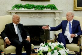 US President Joe Biden meets his Afghan counterpart Ashraf Ghani at the White House in Washington, DC on June 25, 2021 [File: Jonathan Ernst/Reuters]