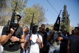 Islamic Jihad fighters attend the funeral of Osama Soboh, a Palestinian who was killed by Israeli forces during clashes in a raid, in Burqin in the Israeli-occupied West Bank on September 26, 2021 [File: Raneen Sawafta/Reuters]