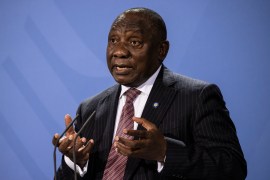 Cyril Ramaphosa, President of the South African Republic speaks at a press conference