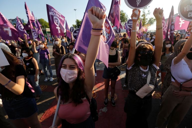 Women protesting Turkey