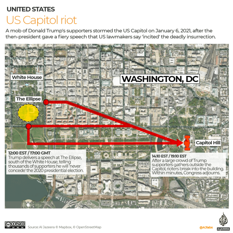 Interactive map showing routes rioters took to the US Capitol