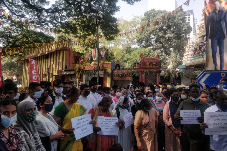 Protesti against anti-conversion bill in Bengaluru, India