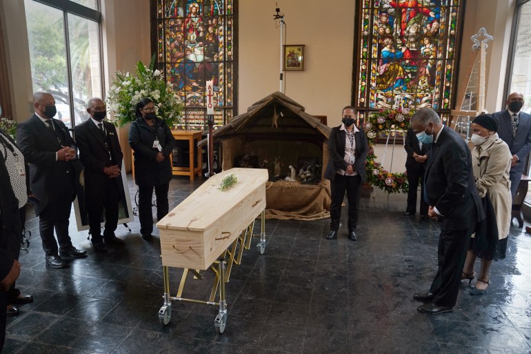Mourners pay their respects to the late Archbishop Desmond Tutu