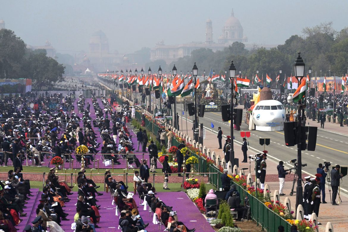 Spectators watch India's Republic Day parade in New Delhi