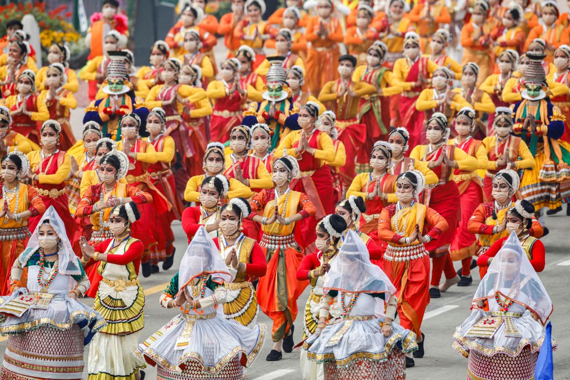 Dancers perform during the Republic Day parade in New Delhi