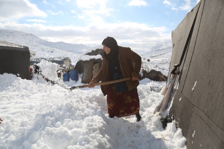 snowstorms affecting IDPs in northwestern Syria, in Sheikh Bilal Camp in Afrin. [Courtesy of Ali Haj Suleiman]
