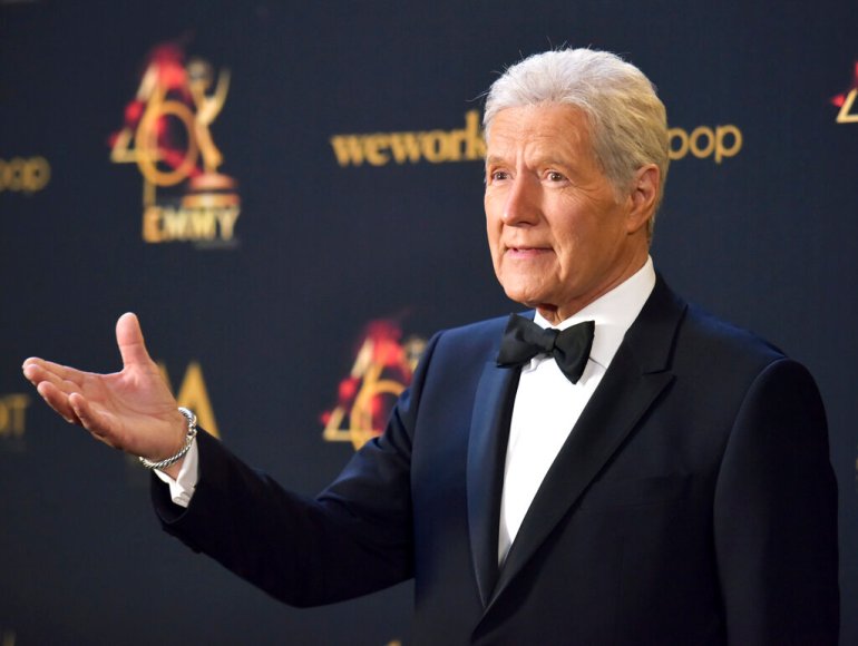 Alex Trebek poses in the press room at the 46th annual Daytime Emmy Awards in 2019 in Pasadena, California. He died in 2021.