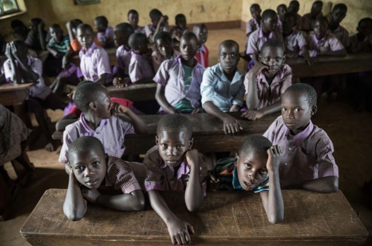 Children are seen at school in Uganda