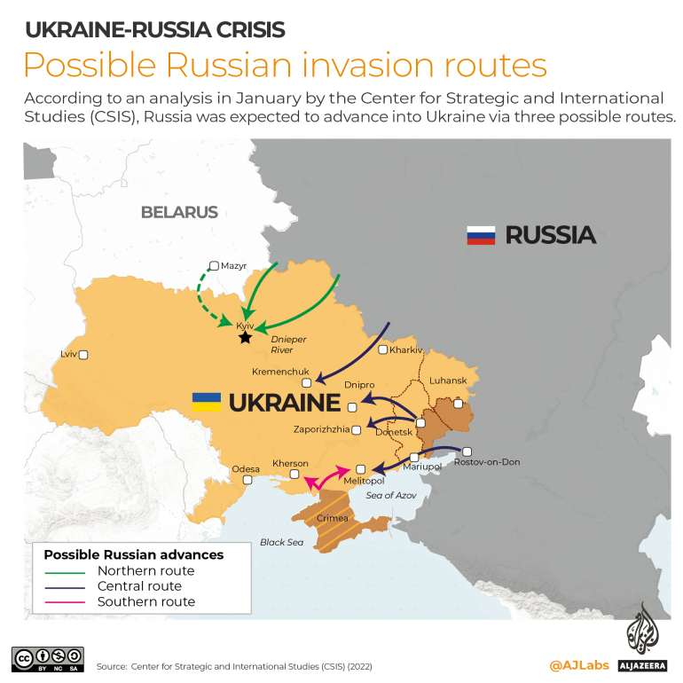 INTERACTIVE- Possible Russian invasion routes