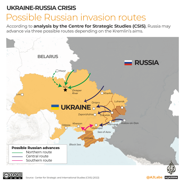 INTERACTIVE- Possible Russian invasion routes