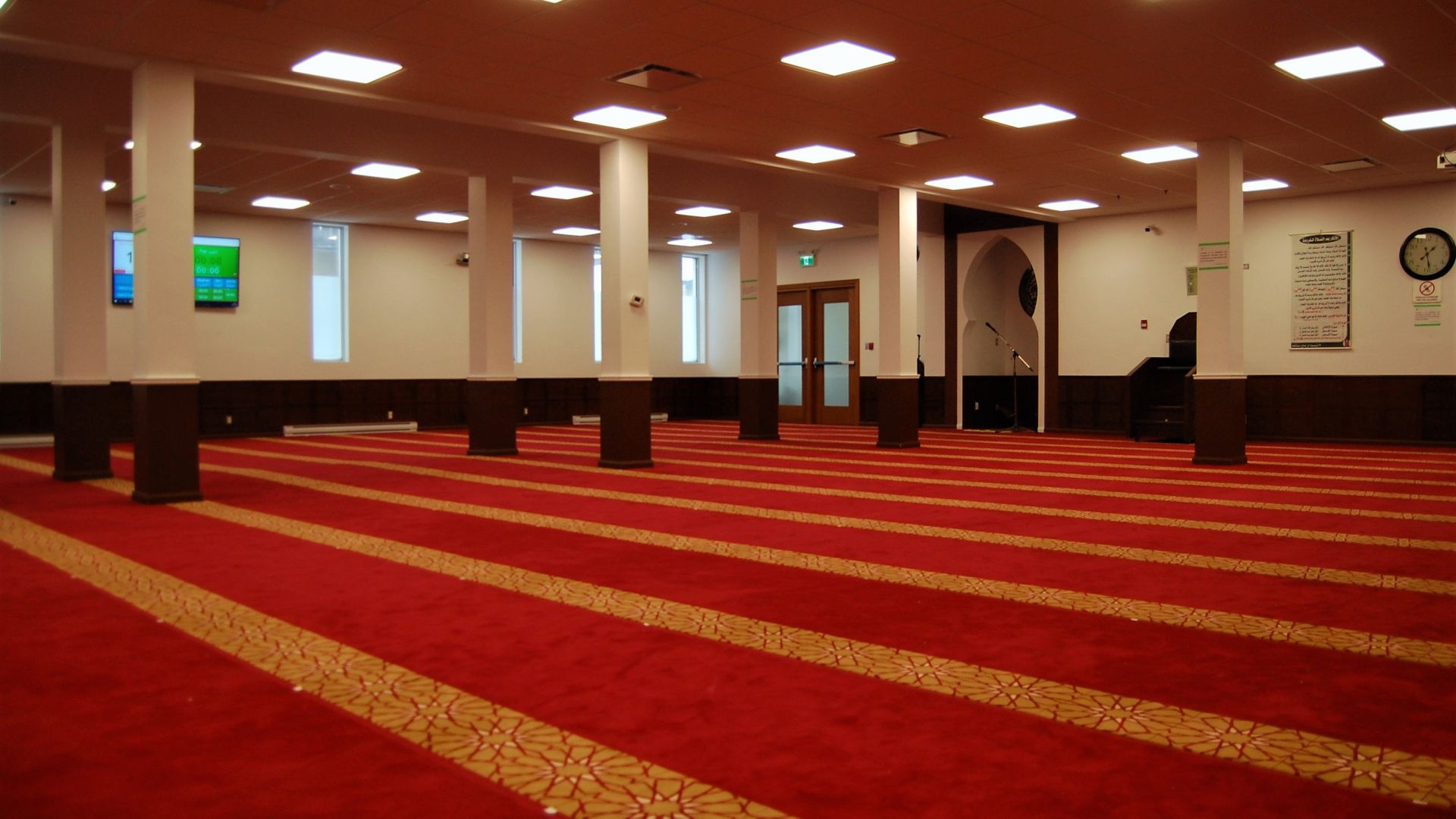 The main prayer room at the Quebec Islamic Cultural Centre is pictured
