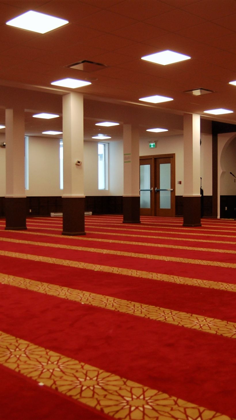 The main prayer room at the Quebec Islamic Cultural Centre is pictured