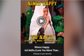 Screenshot of a music cover showing Somali musician Nimco Happy