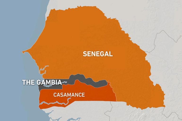 Map of Senegal's southern Casamance region