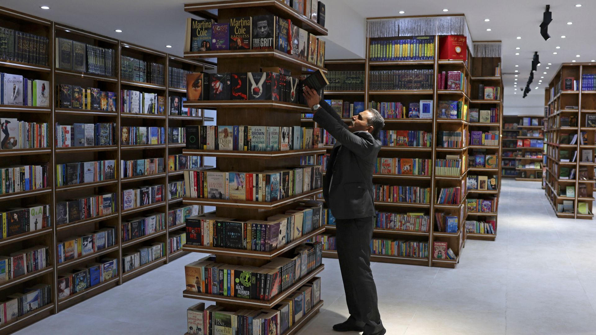 Samir Mansour in his Gaza bookstore