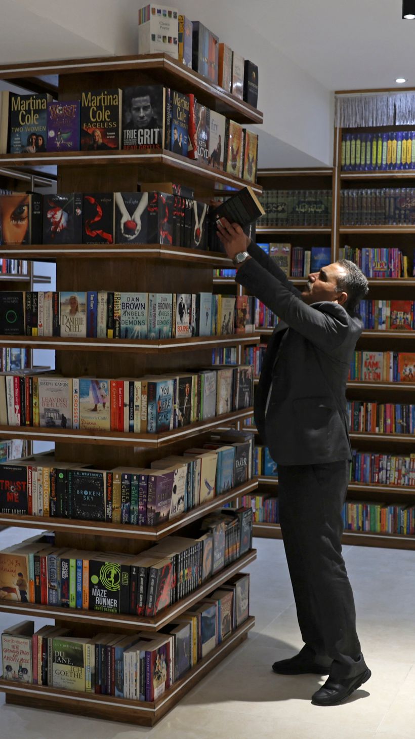 Samir Mansour in his Gaza bookstore