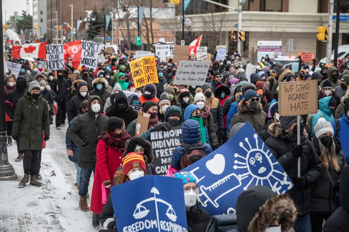A counter -protest was held starting in Lansdowne Park