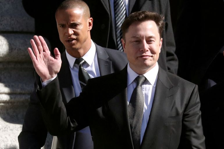 Tesla CEO Elon Musk after a hearing on his fraud settlement with the Securities and Exchange Commission in April 2019