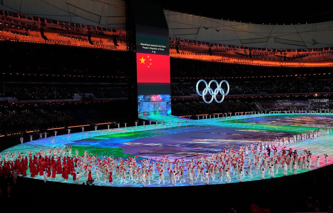 China athletes enter the stadium during the Opening Ceremony of the Beijing 2022