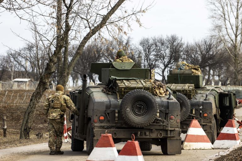 Tanks are seen in Kramatorsk, Ukraine.