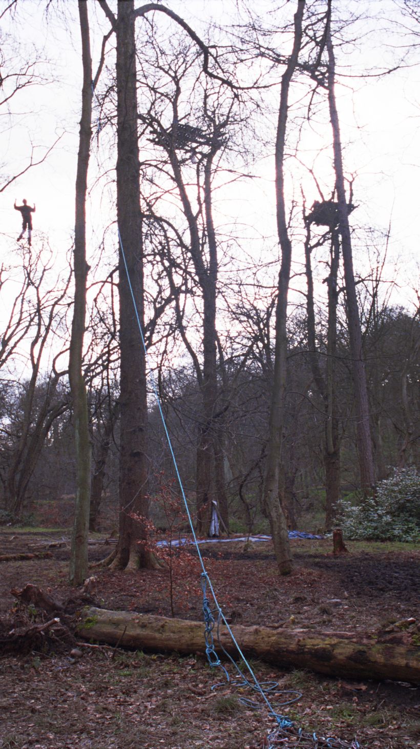 Anti-roads protestors lived in the trees at Stanworth Valley in 1995