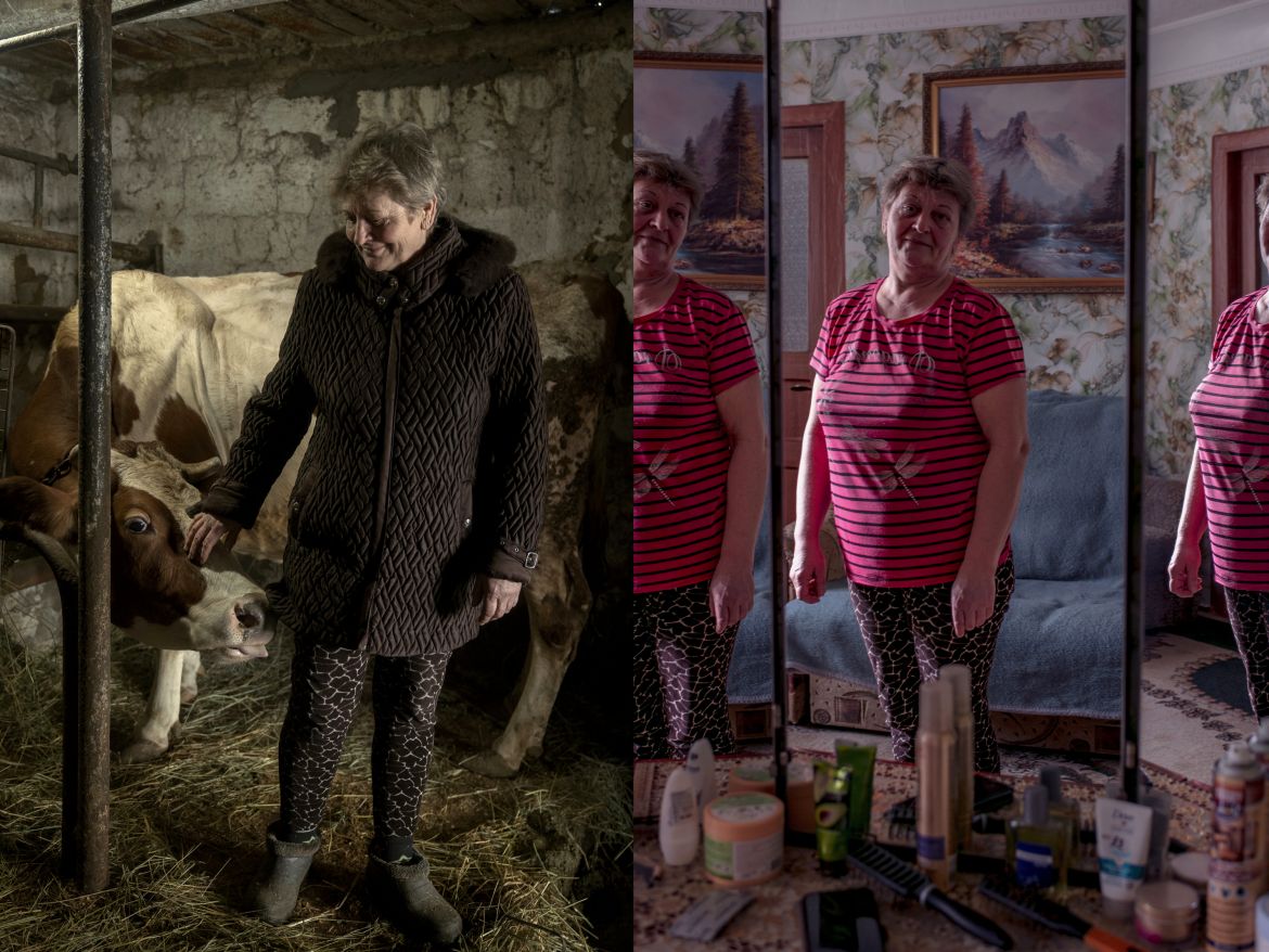 Svetlana, 46, had to leave her house in the village of Nevelske after recent shellings in December 2021 destroyed two neighboring houses and heavily damaged her own.