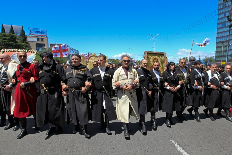 Georgians march to mark the the Day of Unity and Holiness of the Family in Tbilisi