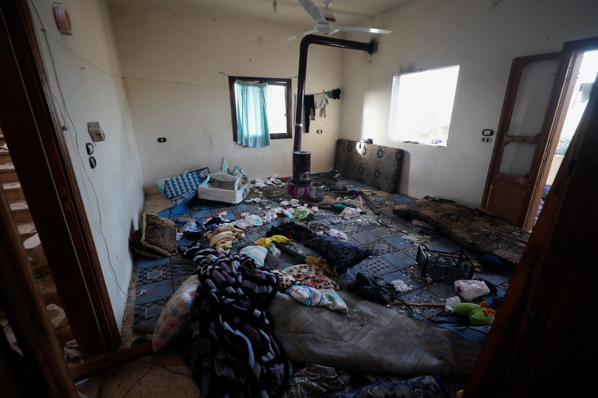 A damaged room and windows are seen inside a house after an operation by the U.S. military in the Syrian village o