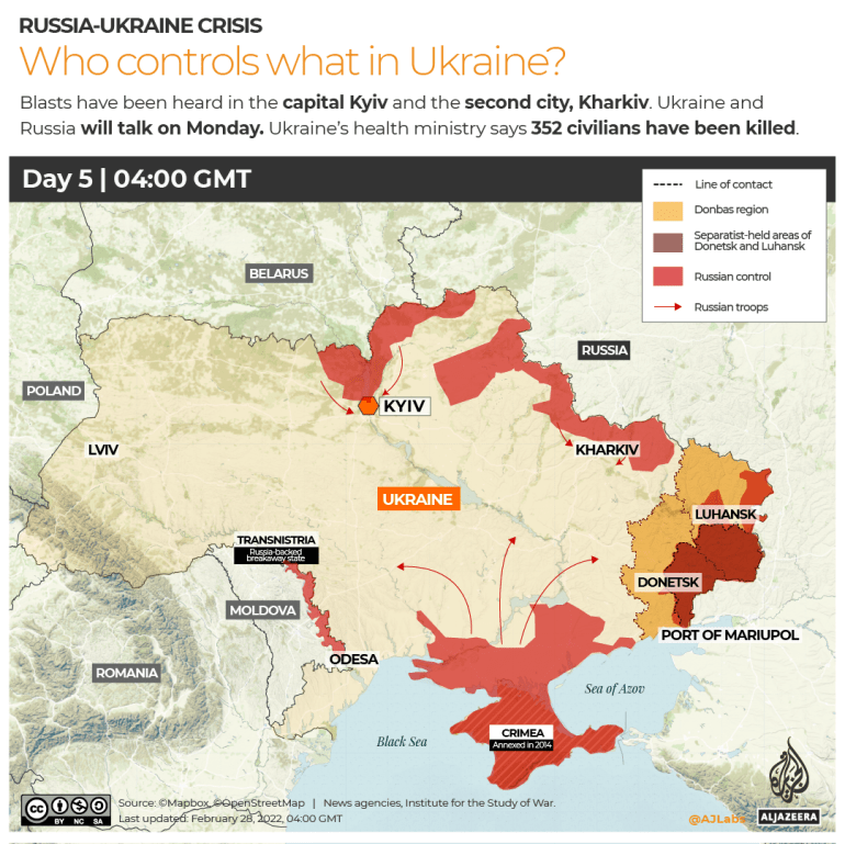 INTERACTIVE Russia-Ukraine map Who controls what in Ukraine DAY 5