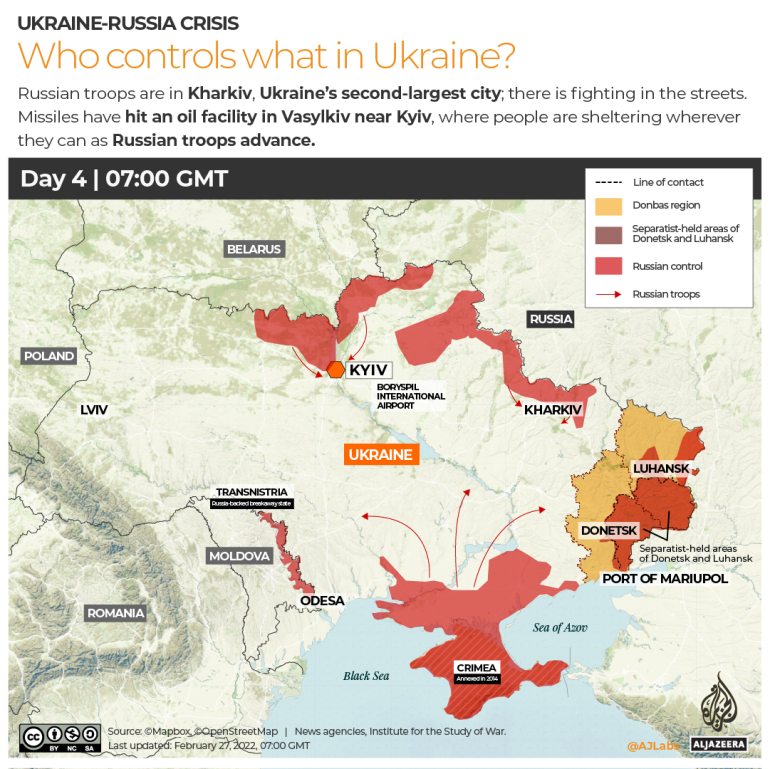 INTERACTIVE: Russia-Ukraine map Who controls what in Ukraine day 4