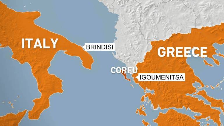 Map Greece-Corfu-Igoumenitsa