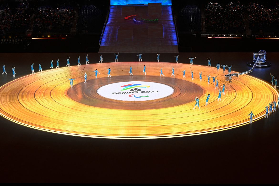 Performers take part in the closing ceremony of the Beijing 2022 Winter Paralympic Games at the National Stadiu