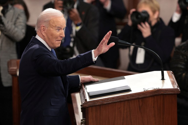 U.S. President Joe Biden delivers the State of the Union address during a joint session of Congress