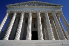 The columns of the Supreme Court are seen in Washington.