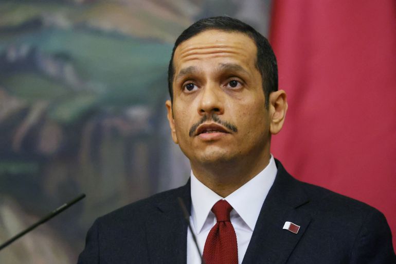 The picture shows Qatari Deputy Prime Minister and Minister of Foreign Affairs Sheikh Mohammed bin Abdulrahman Al-Thani