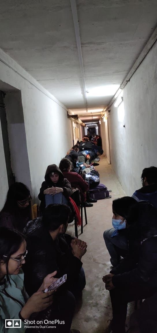 Students hide in a bunker in the city of Sumy amid shelling 