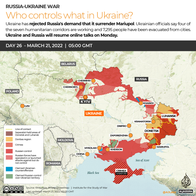 INTERACTIVE Russia Ukraine War Who controls what Day 26