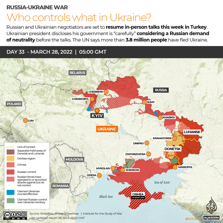 INTERACTIVE Russia Ukraine War Who controls what Day 33