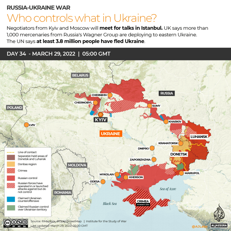 INTERACTIVE Russia Ukraine War Who controls what Day 34