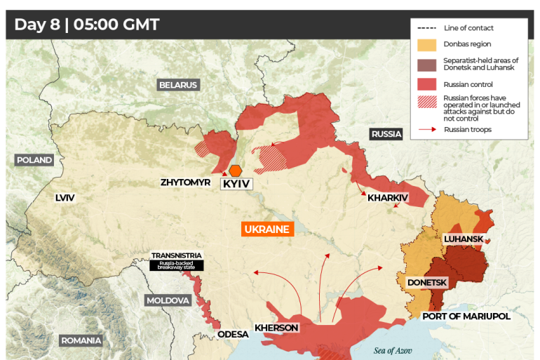 INTERACTIVE Russia-Ukraine map Who controls what in Ukraine DAY 8