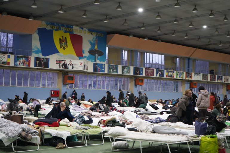 The Manej sports hall that serves as a refugee centre in Chisinau