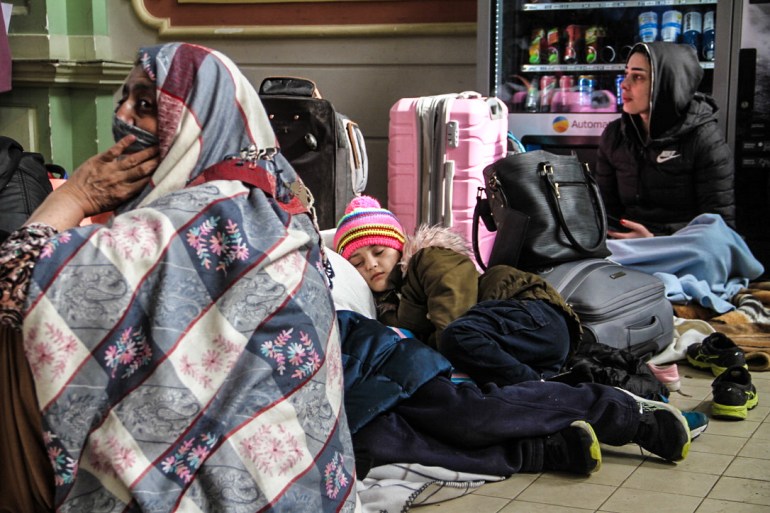 Refugees at Poland's Przemysl train station