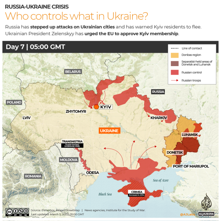 INTERACTIVE Russia-Ukraine map Who controls what in Ukraine MAP DAY 7