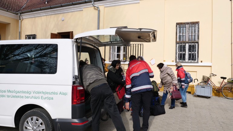 Ukrainian Refugees arriving in Hungary 