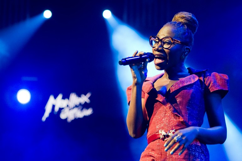 Nigerian singer Asa performs on the Stravinski Hall stage during the 45th Montreux Jazz Festival