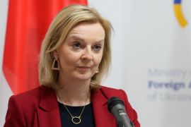 British Foreign Secretary Liz Truss attends a joint news conference