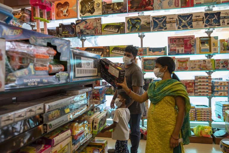 Shoppers at a baby store in India
