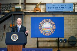President Joe Biden speaks about his infrastructure agenda at the New Hampshire Port Authority in Portsmouth, New Hampshire, US.